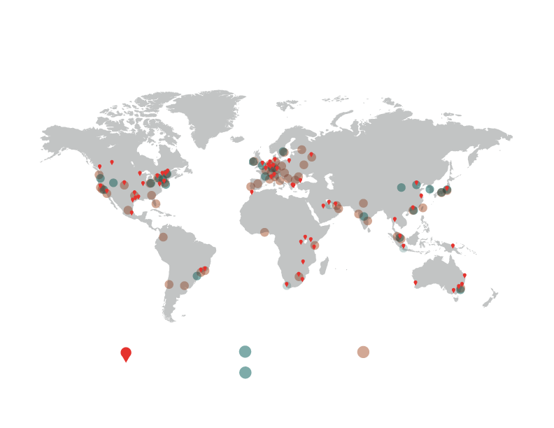 World map with key describing NT Analyzer's capabilities